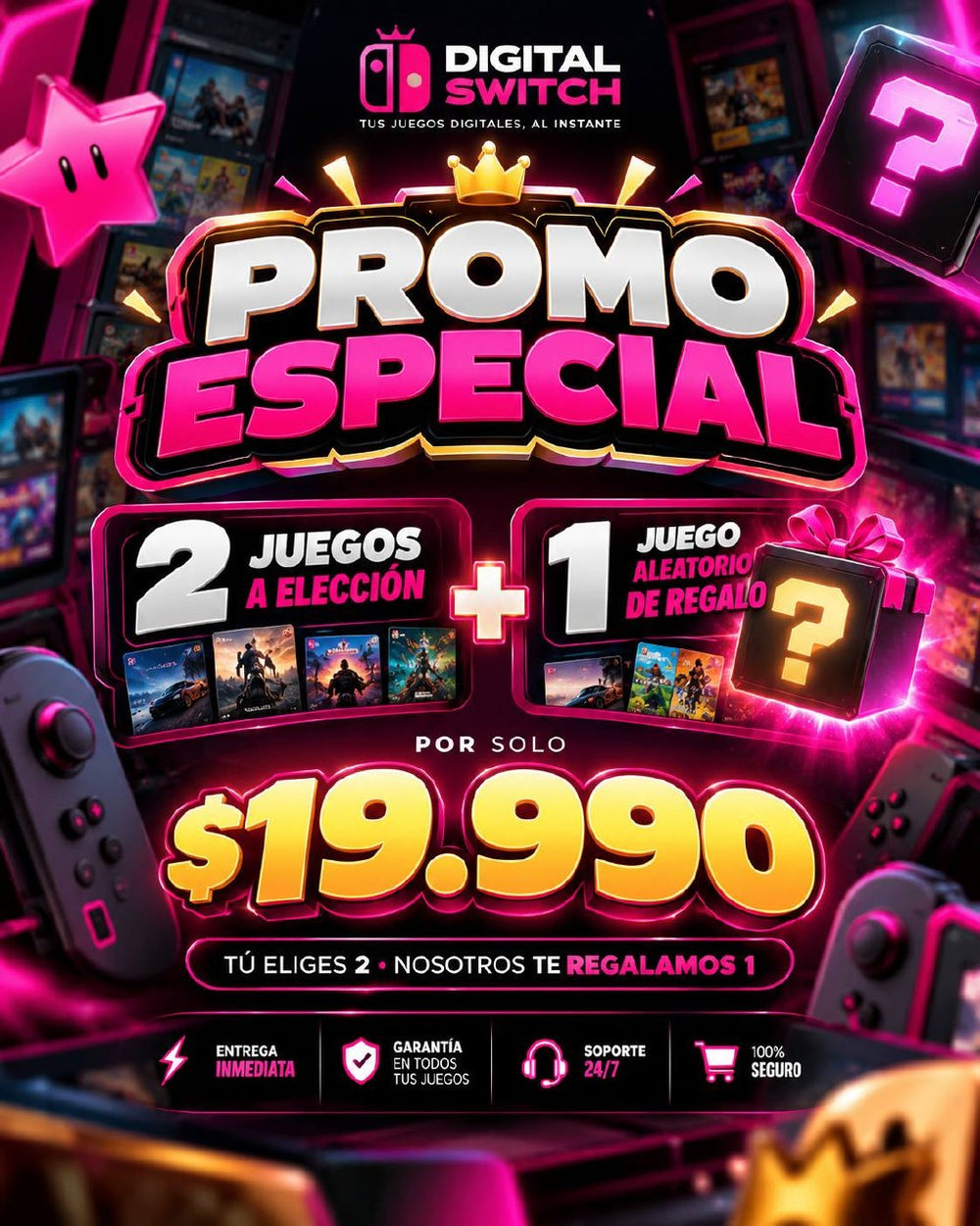 Promo 2 juegos más 1 aleatorio de regalo